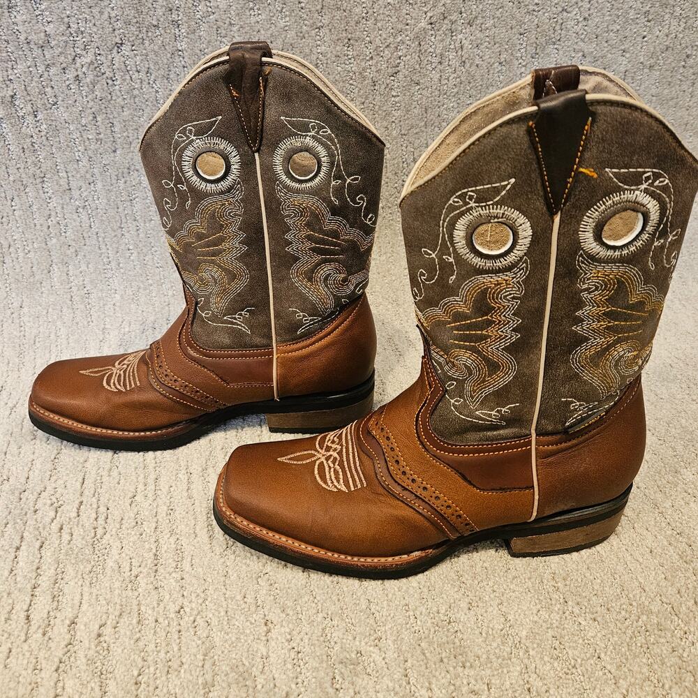 Apolinar Boots *NO INSOLES* WESTERN LEATHER SQUARE TOE RODEO COWBOY BOOTS 25 1/2
